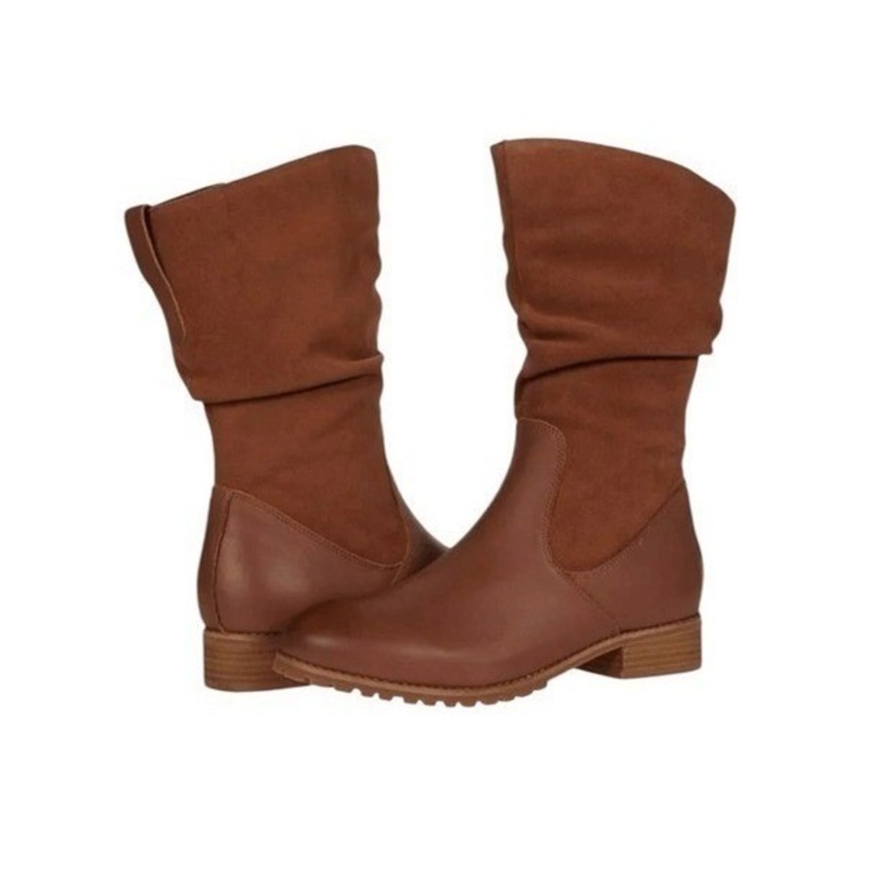 Softwalk Mercer Microfiber Boots Saddle Brown Leather Slouch Mid-Calf Zip 5